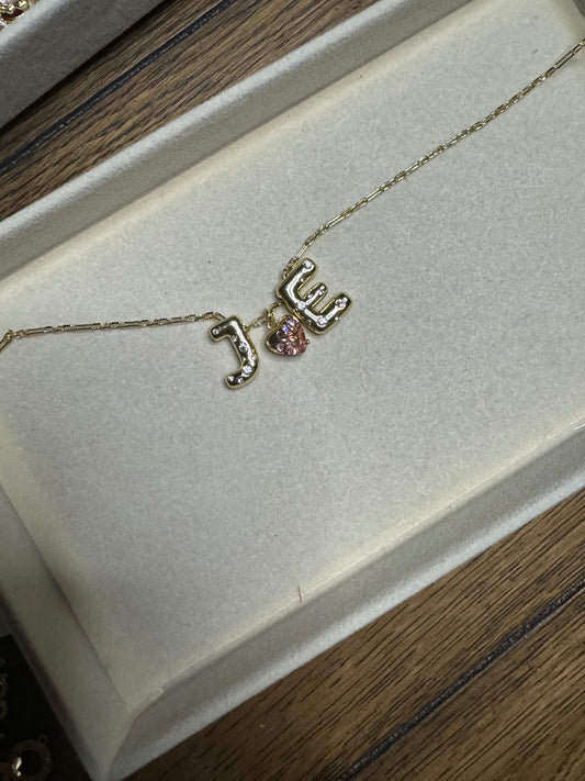 Double letter with charm necklace